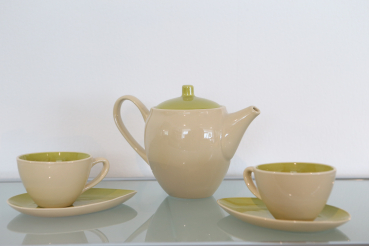 Teeset Beige/Grün 3-teilig